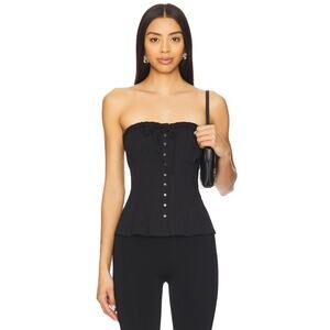 Free People Wink Wink Tube Top Strapless Pleated Button Boho Y2K 2000s Sz S